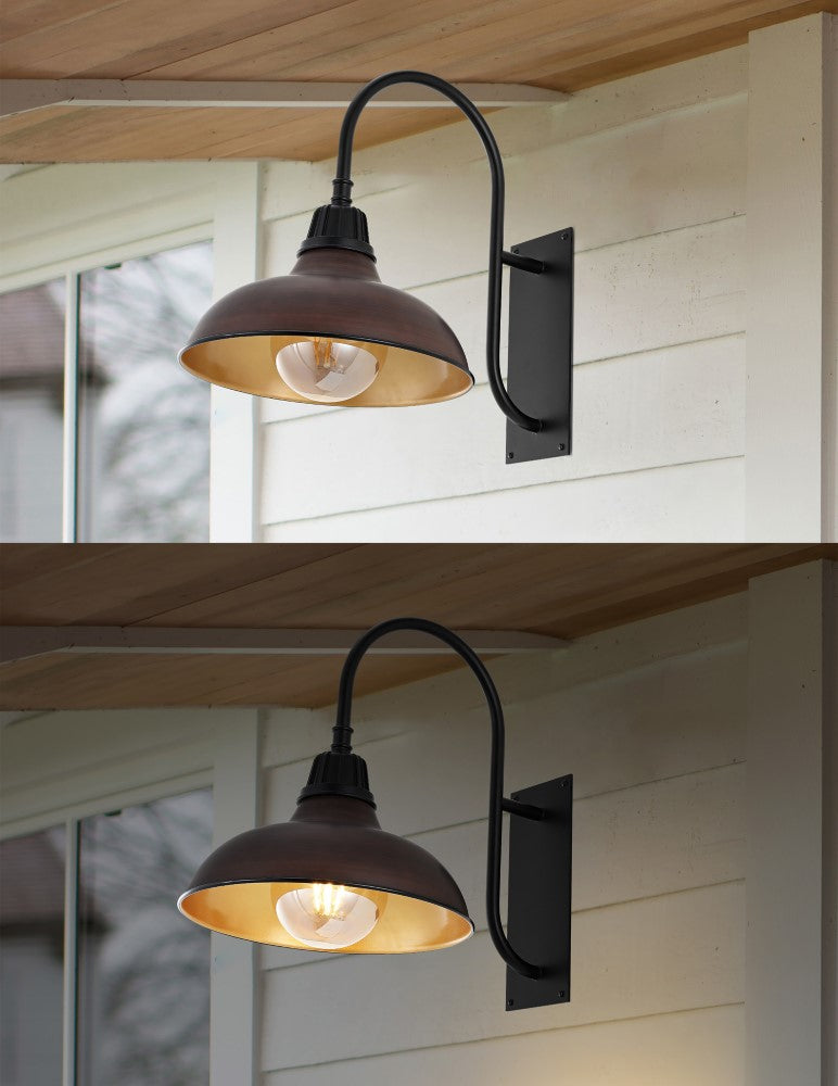Stanley 12.25" Farmhouse Industrial Indoor/Outdoor Iron LED Gooseneck Arm Outdoor Sconce