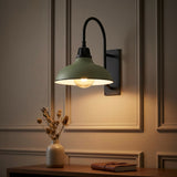 Stanley 12.25" Farmhouse Industrial Indoor/Outdoor Iron LED Gooseneck Arm Outdoor Sconce Matte Olive Green – AI-ON