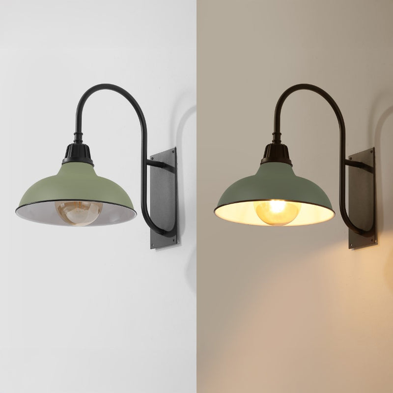 Stanley 12.25" Farmhouse Industrial Indoor/Outdoor Iron LED Gooseneck Arm Outdoor Sconce