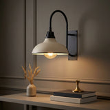 Stanley 12.25" Farmhouse Industrial Indoor/Outdoor Iron LED Gooseneck Arm Outdoor Sconce Matte Almond – AI-ON