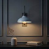 Stanley 12.25" Farmhouse Industrial Indoor/Outdoor Iron LED Gooseneck Arm Outdoor Sconce Matte Silver Blue – AI-ON