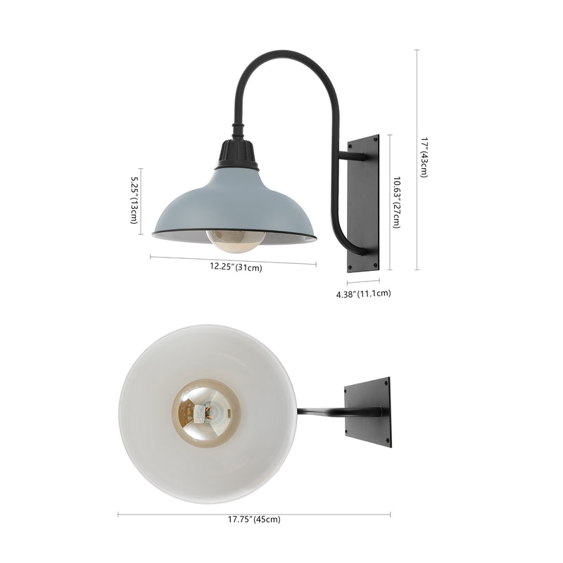 Stanley 12.25" Farmhouse Industrial Indoor/Outdoor Iron LED Gooseneck Arm Outdoor Sconce