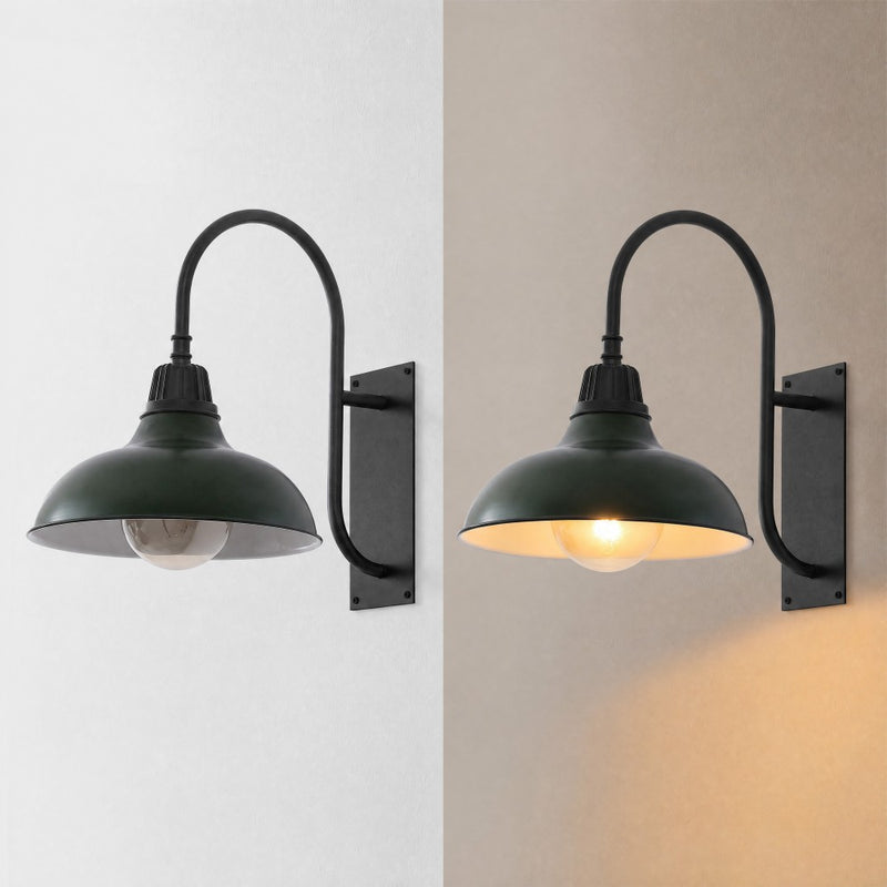 Stanley 12.25" Farmhouse Industrial Indoor/Outdoor Iron LED Gooseneck Arm Outdoor Sconce