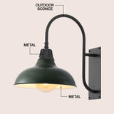 Stanley 12.25" Farmhouse Industrial Indoor/Outdoor Iron LED Gooseneck Arm Outdoor Sconce