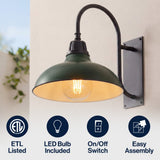 Stanley 12.25" Farmhouse Industrial Indoor/Outdoor Iron LED Gooseneck Arm Outdoor Sconce