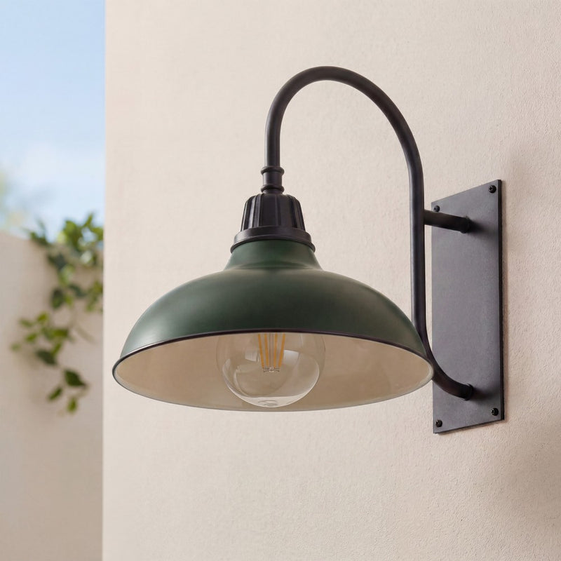 Stanley 12.25" Farmhouse Industrial Indoor/Outdoor Iron LED Gooseneck Arm Outdoor Sconce