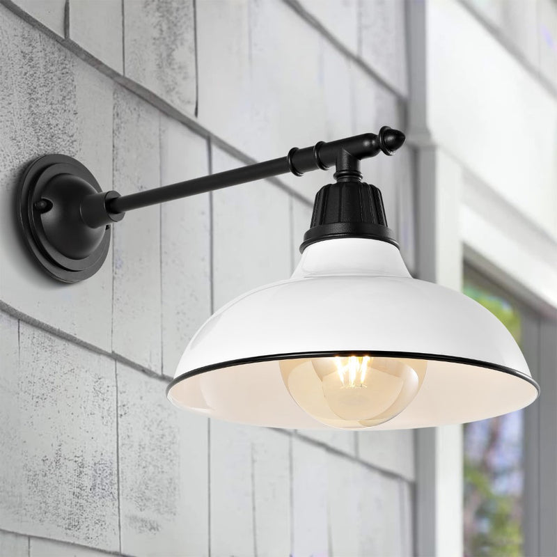 Wallace 12.25" Farmhouse Industrial Indoor/Outdoor Iron LED Victorian Arm Outdoor Sconce
