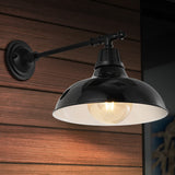 Wallace 12.25" Farmhouse Industrial Indoor/Outdoor Iron LED Victorian Arm Outdoor Sconce