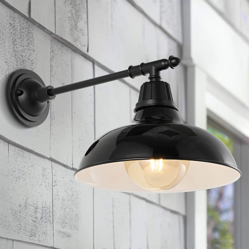 Wallace 12.25" Farmhouse Industrial Indoor/Outdoor Iron LED Victorian Arm Outdoor Sconce