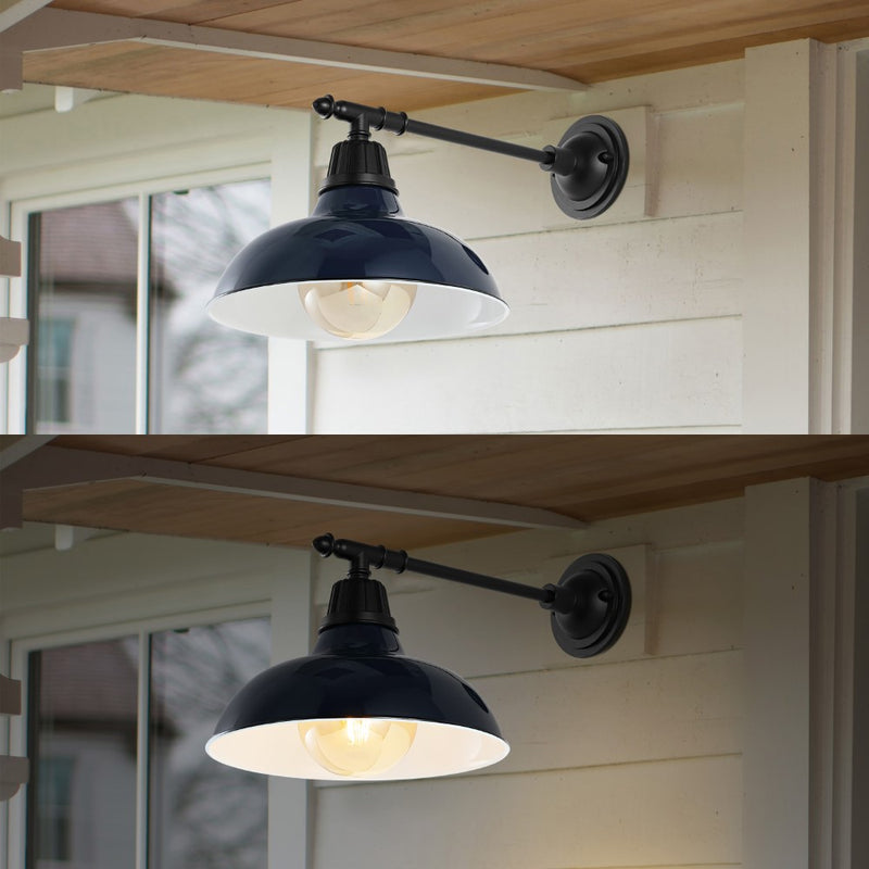Wallace 12.25" Farmhouse Industrial Indoor/Outdoor Iron LED Victorian Arm Outdoor Sconce