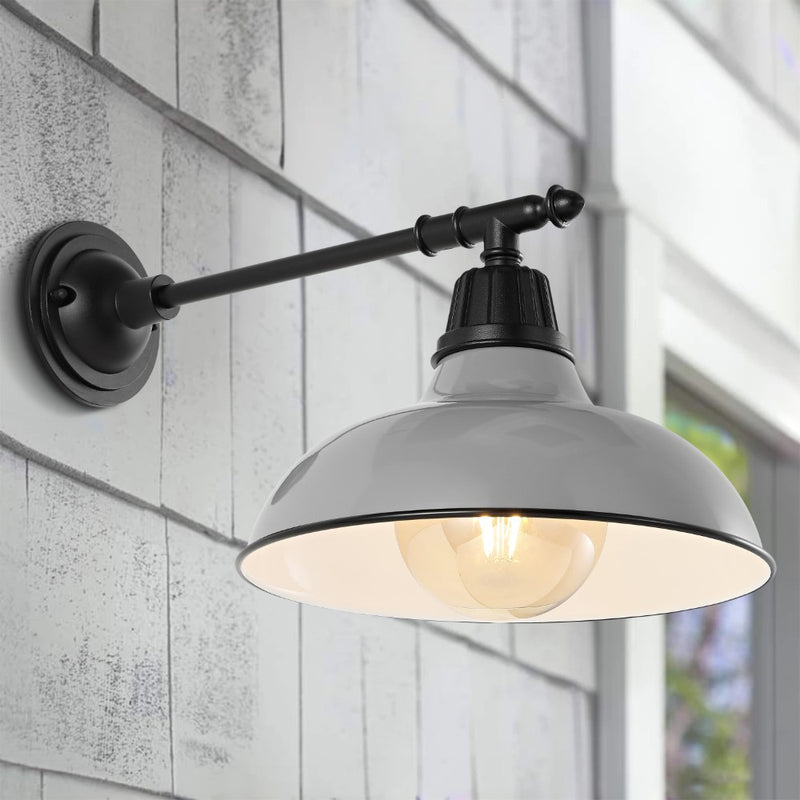 Wallace 12.25" Farmhouse Industrial Indoor/Outdoor Iron LED Victorian Arm Outdoor Sconce