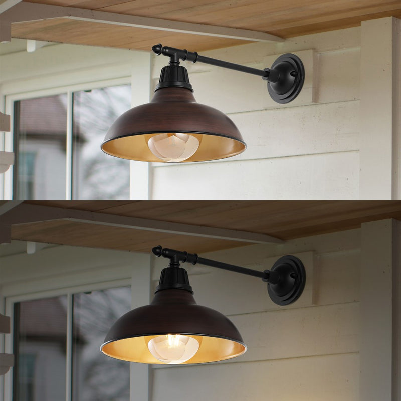 Wallace 12.25" Farmhouse Industrial Indoor/Outdoor Iron LED Victorian Arm Outdoor Sconce