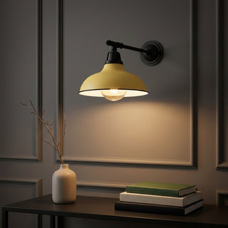 Wallace 12.25" Farmhouse Industrial Indoor/Outdoor Iron LED Victorian Arm Outdoor Sconce Matte Yellow/Black – AI-ON
