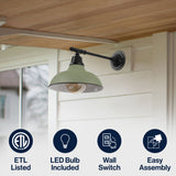 Wallace 12.25" Farmhouse Industrial Indoor/Outdoor Iron LED Victorian Arm Outdoor Sconce