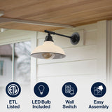 Wallace 12.25" Farmhouse Industrial Indoor/Outdoor Iron LED Victorian Arm Outdoor Sconce