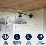 Wallace 12.25" Farmhouse Industrial Indoor/Outdoor Iron LED Victorian Arm Outdoor Sconce