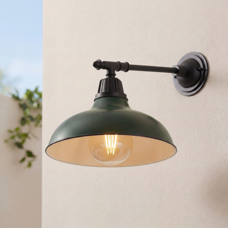 Wallace 12.25" Farmhouse Industrial Indoor/Outdoor Iron LED Victorian Arm Outdoor Sconce