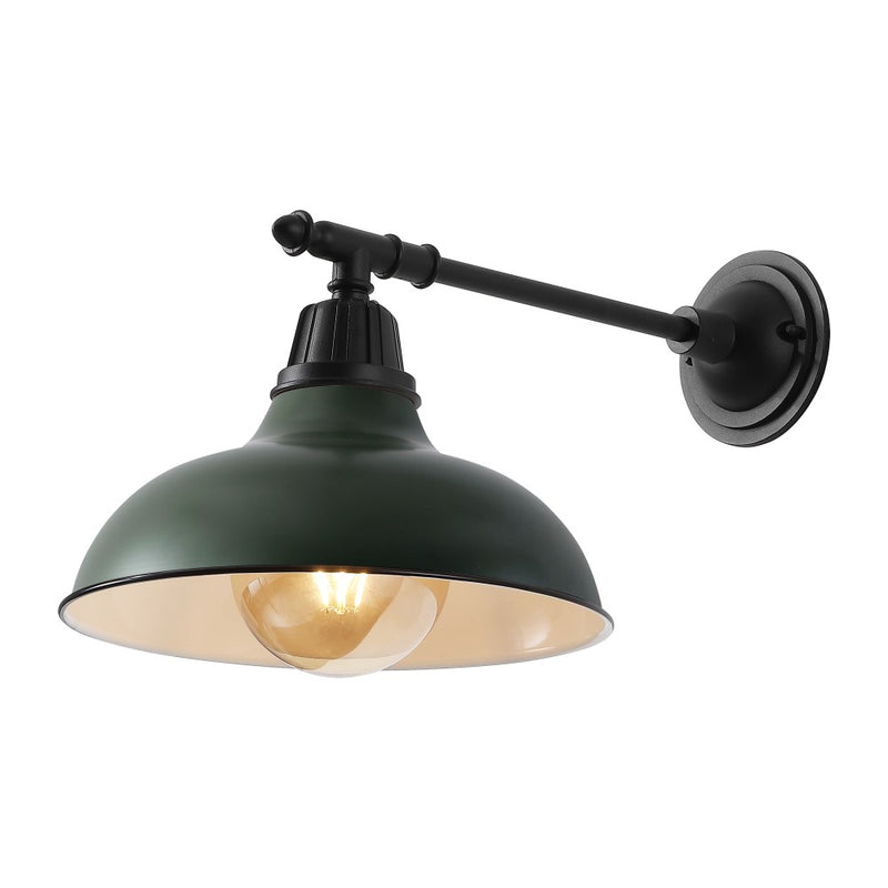 Wallace 12.25" Farmhouse Industrial Indoor/Outdoor Iron LED Victorian Arm Outdoor Sconce