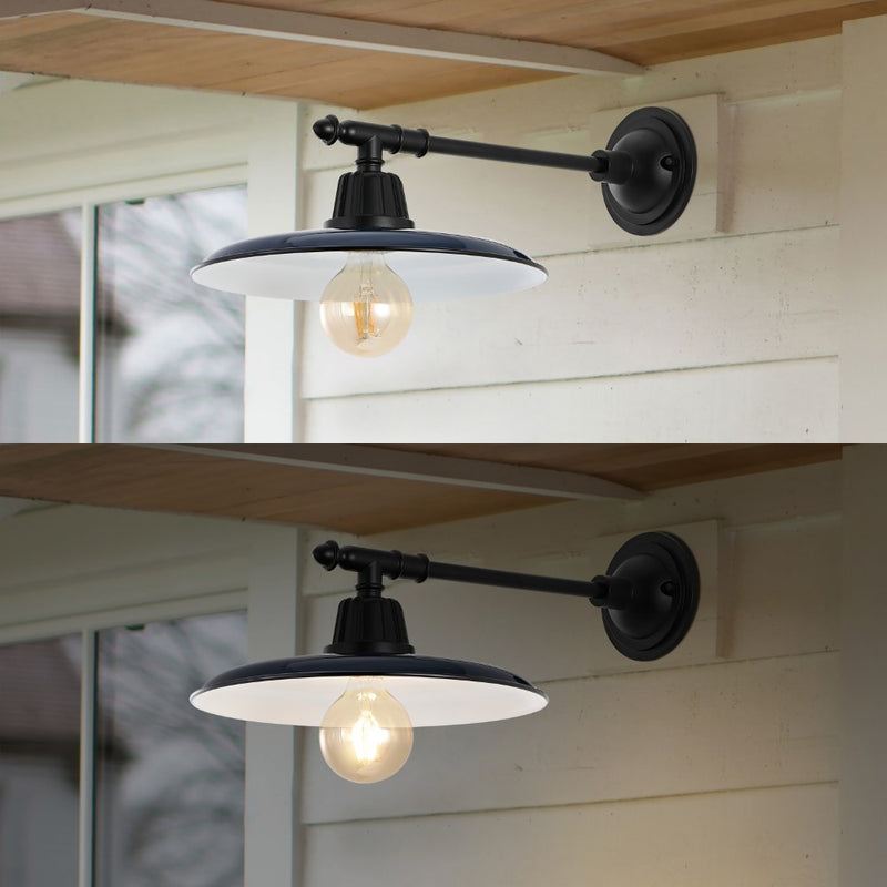 Bonner 12" Farmhouse Industrial Indoor/Outdoor Iron LED Victorian Arm Outdoor Sconce - JONATHAN Y