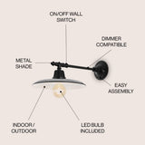 Bonner 12" Farmhouse Industrial Indoor/Outdoor Iron LED Victorian Arm Outdoor Sconce