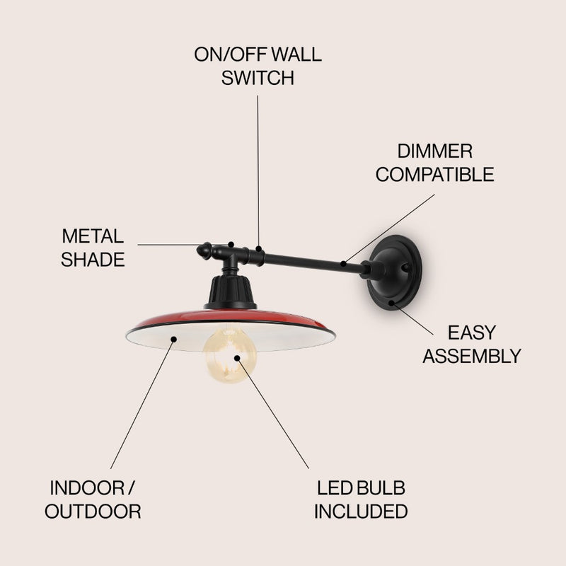 Bonner 12" Farmhouse Industrial Indoor/Outdoor Iron LED Victorian Arm Outdoor Sconce