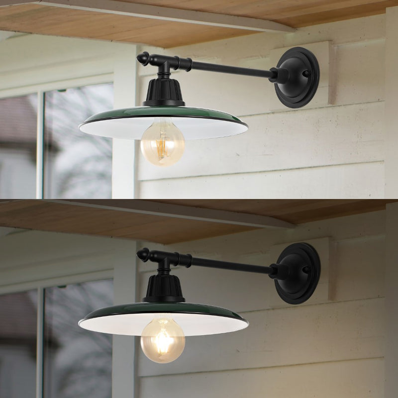Bonner 12" Farmhouse Industrial Indoor/Outdoor Iron LED Victorian Arm Outdoor Sconce