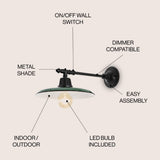 Bonner 12" Farmhouse Industrial Indoor/Outdoor Iron LED Victorian Arm Outdoor Sconce