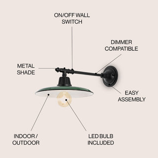Bonner 12" Farmhouse Industrial Indoor/Outdoor Iron LED Victorian Arm Outdoor Sconce