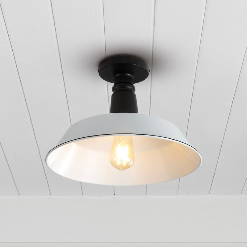 Camila 14"  Classic Industrial Indoor/Outdoor Iron LED Semi Flush Mount - JONATHAN Y