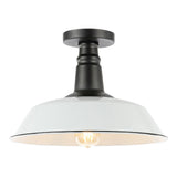 Camila 14"  Classic Industrial Indoor/Outdoor Iron LED Semi Flush Mount - JONATHAN Y