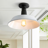 Camila 14"  Classic Industrial Indoor/Outdoor Iron LED Semi Flush Mount - JONATHAN Y