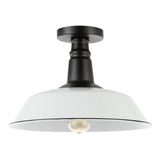 Camila 14"  Classic Industrial Indoor/Outdoor Iron LED Semi Flush Mount - JONATHAN Y