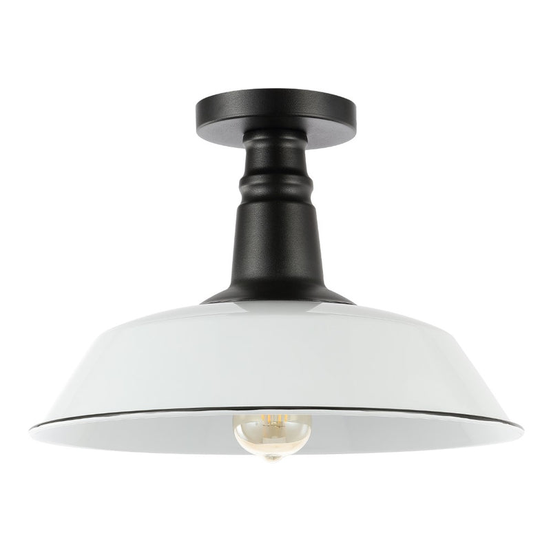 Camila 14"  Classic Industrial Indoor/Outdoor Iron LED Semi Flush Mount - JONATHAN Y
