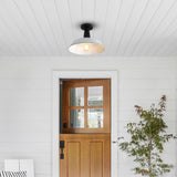 Camila 14"  Classic Industrial Indoor/Outdoor Iron LED Semi Flush Mount - JONATHAN Y
