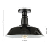 Camila 14"  Classic Industrial Indoor/Outdoor Iron LED Semi Flush Mount