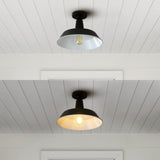 Camila 14"  Classic Industrial Indoor/Outdoor Iron LED Semi Flush Mount