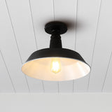 Camila 14"  Classic Industrial Indoor/Outdoor Iron LED Semi Flush Mount - JONATHAN Y