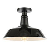 Camila 14"  Classic Industrial Indoor/Outdoor Iron LED Semi Flush Mount - JONATHAN Y
