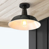 Camila 14"  Classic Industrial Indoor/Outdoor Iron LED Semi Flush Mount