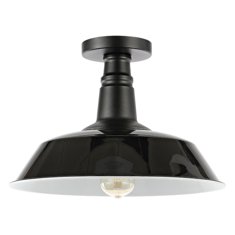 Camila 14"  Classic Industrial Indoor/Outdoor Iron LED Semi Flush Mount