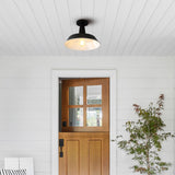 Camila 14"  Classic Industrial Indoor/Outdoor Iron LED Semi Flush Mount