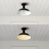 Camila 14"  Classic Industrial Indoor/Outdoor Iron LED Semi Flush Mount