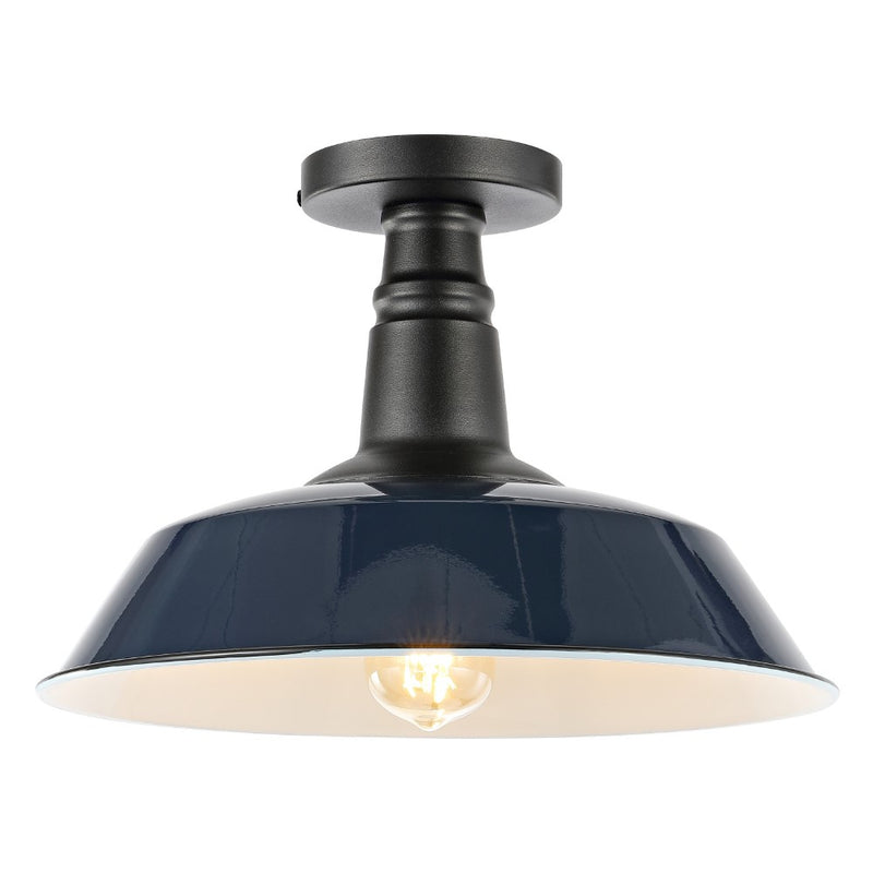Camila 14"  Classic Industrial Indoor/Outdoor Iron LED Semi Flush Mount