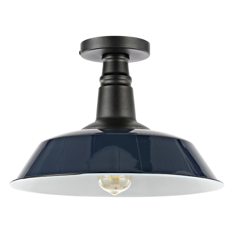 Camila 14"  Classic Industrial Indoor/Outdoor Iron LED Semi Flush Mount