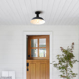 Camila 14"  Classic Industrial Indoor/Outdoor Iron LED Semi Flush Mount