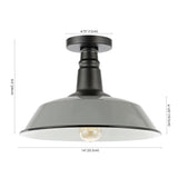 Camila 14"  Classic Industrial Indoor/Outdoor Iron LED Semi Flush Mount