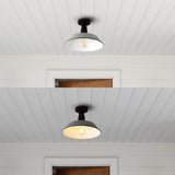 Camila 14"  Classic Industrial Indoor/Outdoor Iron LED Semi Flush Mount