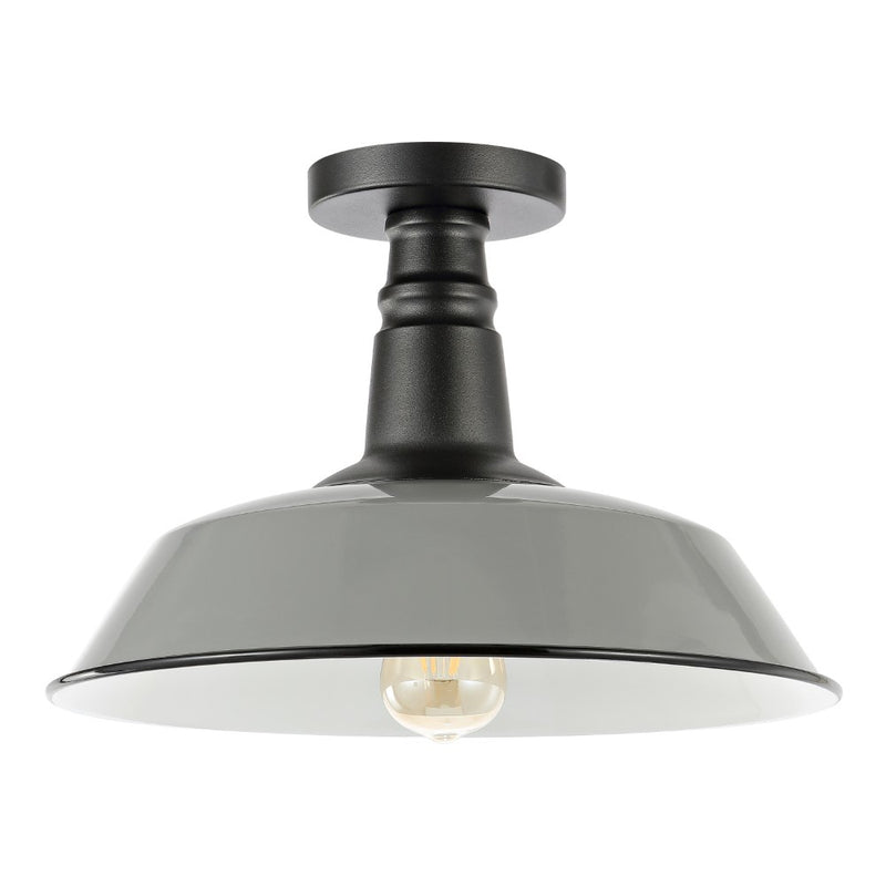 Camila 14"  Classic Industrial Indoor/Outdoor Iron LED Semi Flush Mount