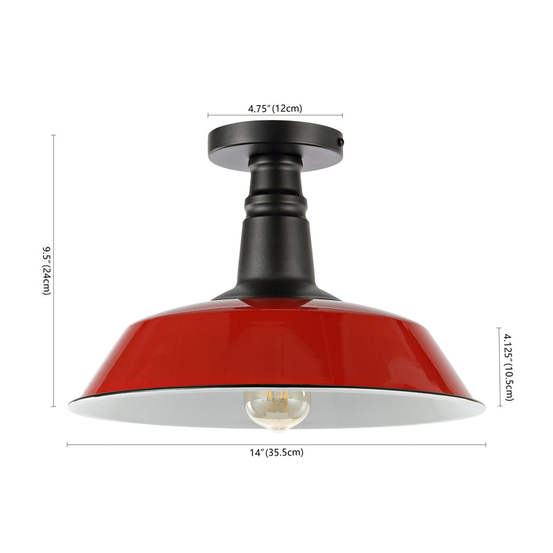 Camila 14"  Classic Industrial Indoor/Outdoor Iron LED Semi Flush Mount