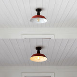 Camila 14"  Classic Industrial Indoor/Outdoor Iron LED Semi Flush Mount